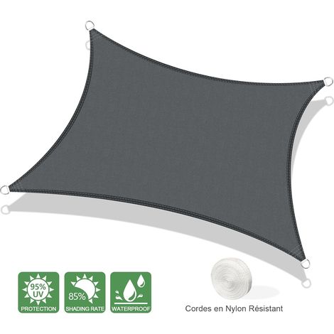 Toldo rectangular impermeable de 2 x 4 m, con protección UV, ideal para terraza, jardín y exteriores, color gris antracita. (1/4)