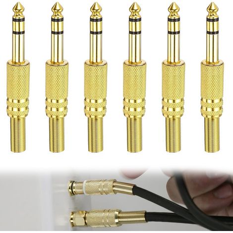 6 Stück 6.35mm Klinkenstecker Vergoldet, Professionelle Audio-Kabel für Gitarren-Pedalboards und Studio-Equipment, Gerade Stecker-auf-Stecker Verbindung mit Rauschschutz (1/5)