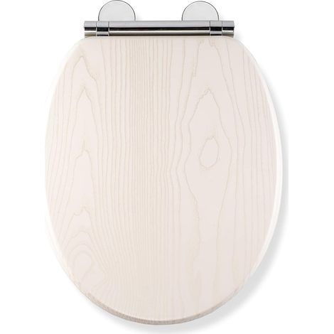Croydex Oak Effect Soft-Close Round Toilet Seat,  Universal Fitting - Grey/White (1/5)