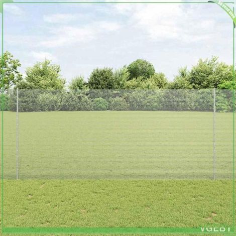 Kit clôture extérieur acier 50 x 140 cm argent — 88 poteaux, vis et rouleau (1/5)