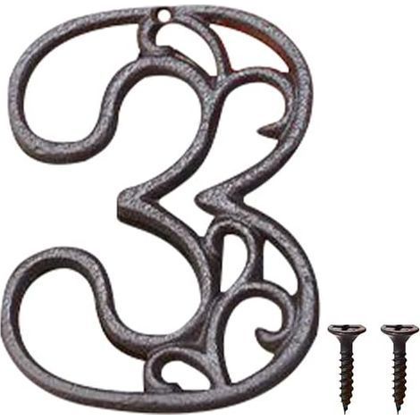 Métal Numéro de Maison en Fonte extérieur Moderne House Numbers Metal Sign Numéro de Porte Style rétro Numéro D'adresse Pour café, Bar, Restaurant (Numéro 3) (1/5)