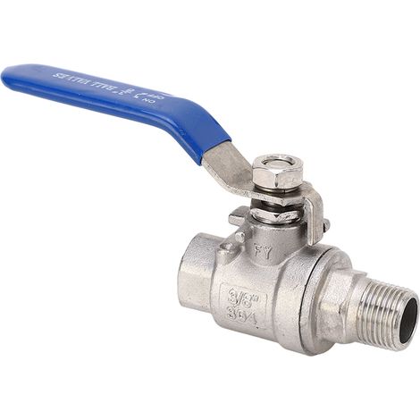 Vanne à boisseau sphérique plein passage 3/8" NPT mâle-femelle, raccord tuyauterie, 1000WOG, acier inoxydable (1/5)