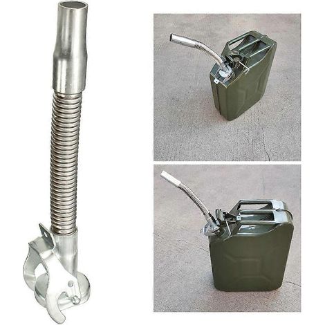 Bec verseur en métal flexible pour jerricans de 5/10/20 L, avec entonnoir, pour essence et diesel. (1/4)