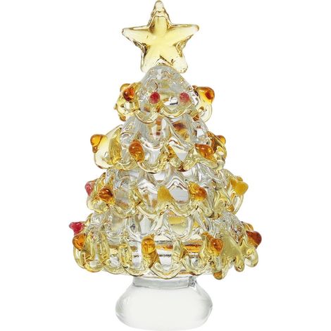 Arbre De Noël En Verre - Figurine Miniature 6 cm - Décor De Table Festif Avec Étoile En Haut - Lot De 1 (1/5)