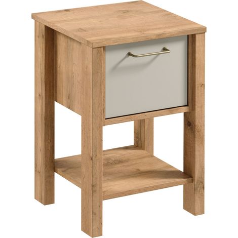 AX LIVING Nachttisch für Boxspringbett Iseonia SN Eiche Wotan/Beige