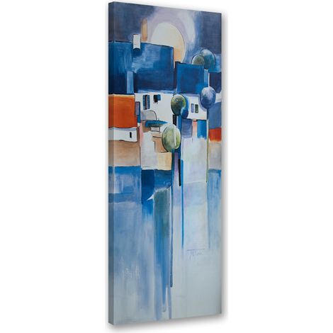 Tableau sur toile Ville abstraite peinte 30x90 (1/5)