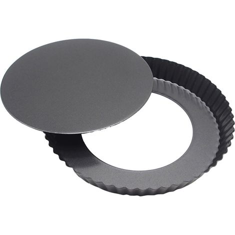 Moule À Quiche - Acier Au Carbone - Bordures Cannelées - Pour Four - Diamètre 22,5 Cm - Fond Amovible - 1 Pièce