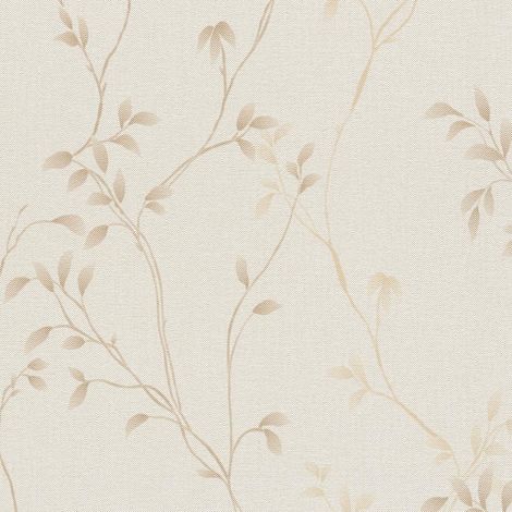 Vliestapete Beige Blätter Tapete Gemustert gerader Ansatz Pure Elegance (1/3)