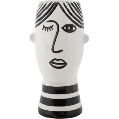 Vaso in porcellana bianco con disegno nero 13,2x11,8x26,3cm Face (1/5)