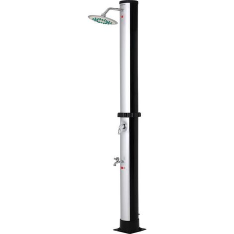 Douche solaire de jardin 35L – Pommeau rotatif 180° – Robinet en métal chromé – Vidange rapide avec bouchon de purge – Résistante aux UV (1/5)