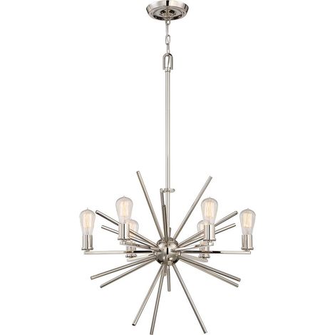 Elstead Carnegie - Lustre à 6 ampoules au fini argenté, E27 (1/4)