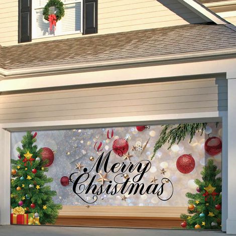 Tapestry Porte De Garage Noel - Rideau De Fond Pour Fete - Tissu Decoratif Grand Format - 1 Unite (1/3)