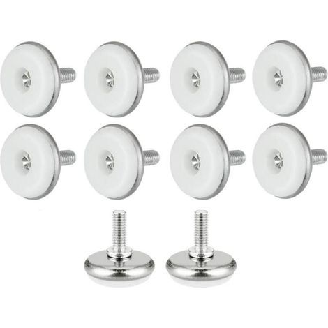 BUNTHAUS 50 verstellbare Nivellierfüße aus Kunststoff und Metall mit Mutter, M615 30 mm, Nivellierschrauben für Tische, Schreibtische, Schränke und Stühle, weiß