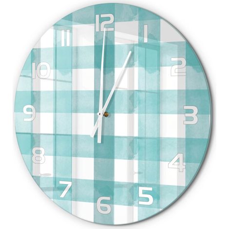 Horloge Murale Ronde Déco Murale Artistique Verre Silencieuse Salon Chambre Grille bleue fi 60 cm (1/5)