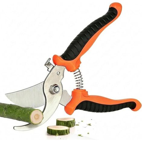Sécateur, sécateur de jardin haut de gamme pour rosiers, 19 cm (7,5 po), coupe facilement les branches de 1,5 cm (0,6 po) avec des lames en acier inoxydable et une poignée ergonomique.-AquaForge (1/5)
