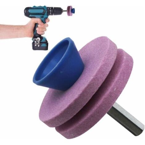 Affuteur Lame Tondeuse Gazon, Meule Daffutage pour Outils De Jardin, Aiguiseur Remplacements De L'Outil De Tondeuse (Rose) (1/4)