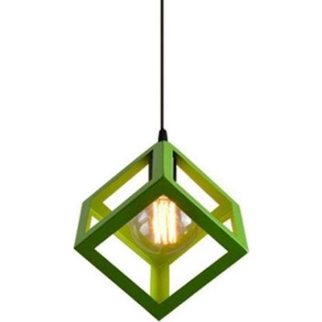 Plafonnier Cube - E27 - Métal Fer - Design Industriel Contemporain - Pour Salon Cuisine Salle À Manger Chambre - 1 Pièce