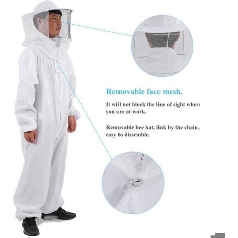 Apicole Costume équipement de Protection Professionnel Anti Abeille avec Capuchon en Voile Protection Totale pour Apiculture(XL) (1/5)