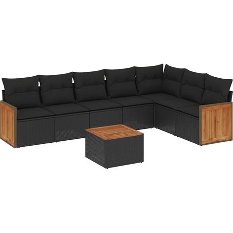 Maison Exclusive - Set Divani da Giardino con Cuscini 8 pz Nero in Polyrattan (1/5)