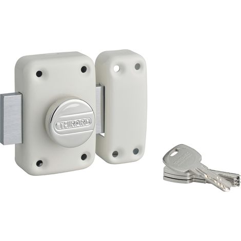 THIRARD - Verrou à bouton Transit 2 pour porte d'entrée, cylindre 45mm, 4 clés, blanc - THIRARD (1/5)