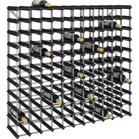 Vidaxl – Casier à bouteilles 120 bouteilles – Bois de pin massif noir – Dimensions 110 x 22,5 x 100,5 cm – Fixation murale incluse