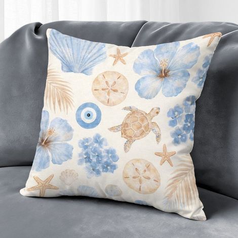 Housse de coussin fleurs jardin, décoration canapé extérieu,50×50cm (1/5)