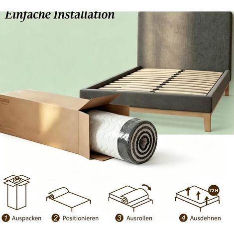 Matelas 140 x 190 cm en mousse à mémoire de forme, épaisseur 20 cm, pour 2 personnes, couleur blanc et gris (1/5)