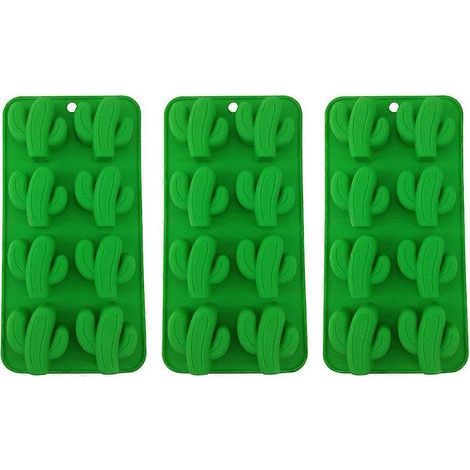 Lot de 3 moules à pâtisserie créatifs en forme de cactus, bacs à glaçons, moules à bonbons et chocolats en silicone, moules à faire soi-même pour la cuisine (couleur aléatoire)-21.00X11.00X2.00CM-Gree (1/4)