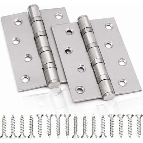 Charnière de Porte en Inox，2 Pcs Charnières De Porte Charnières Pliables Charnières Inox Épaisseur 3mm Paumelle，pour Portes massives intérieur (Silver，100X75mm)