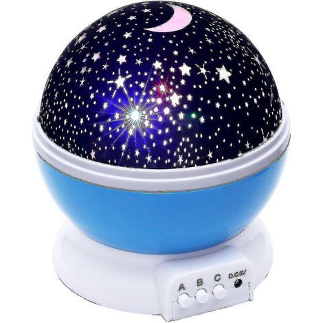 Veilleuse [4 LED, 3 modes d'éclairage, câble USB] Projecteur romantique rotatif ciel étoilé et lune, projection nocturne rotative pour enfant (1/5)