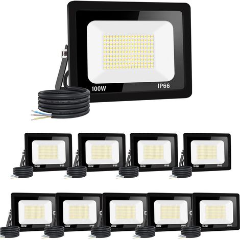 【10PCS】100W spot led extérieur 10000LM IP66 Imperméable Projecteur LED Exterieur Super Brillant Eclairage Extérieur Blanc froid(6000k) Sécurité spot led pour stades, usines, Parking, garage, jardin (1/5)