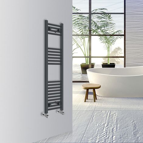 Warmehaus Straight Bathroom Heated Towel Rail Warmer Radiator Central Heating 1200x300mm Anthracite