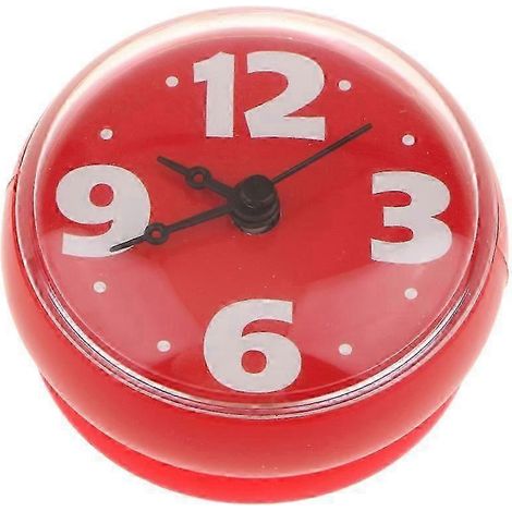 Horloge murale de salle de bain à ventouse en silicone résistant à l'eau-Red (1/5)