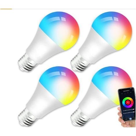 Ampoule LED E27Ampoule Connectée Wifi E27 10W LED Multicouleurs RGB + CCT 2000K4000K, Compatible Avec Alexa/Google Home, Ampoule Intelligente Pas Besoin de Hub, 1PCS (1/4)