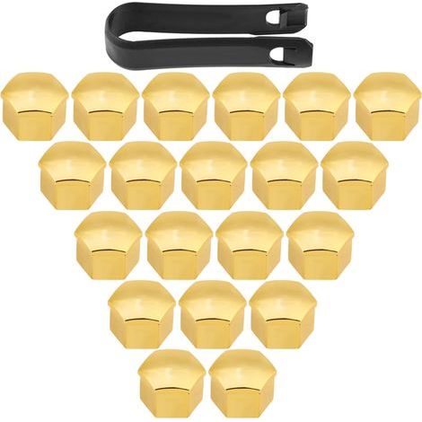 20 Stück 17-mm-Universal-Radkappen für Autoreifen, goldene Radbolzen-Schutzkappen (1/5)