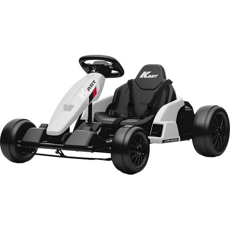Kart électrique 24 V pour enfants, jusqu'à 18 km/h, avec fonction drift, équipé de 2 moteurs, siège réglable, blanc (1/5)
