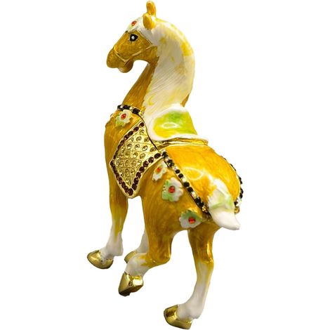 Boîte à bijoux en forme de cheval peint, étui à bibelots en alliage de zinc, rangement décoratif compact pour présentation de commode et décoration de souvenirs (1/5)