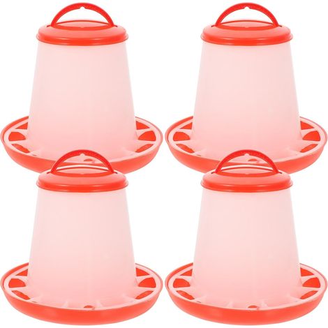 Distributeurs automatiques de Nourriture pour Poulets 4 pièces Plastique avec Couvercle 1,5 kg, Usage extérieur Ferme avicole, équipements d'élevage de volailles faciles à (1/5)