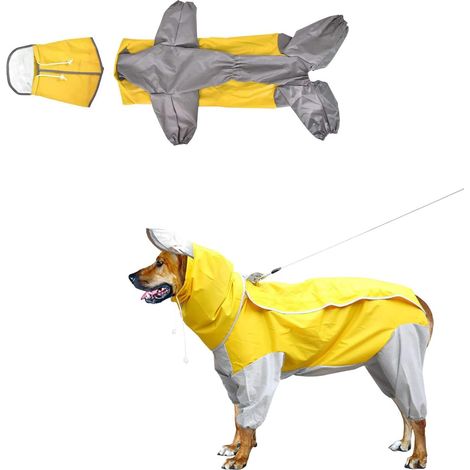 Manteau imperméable pour Chien avec Capuche réglable imperméable, Poncho léger à séchage Rapide, Veste de Pluie pour Chiens de Taille Moyenne/Grande (26, Jaune)