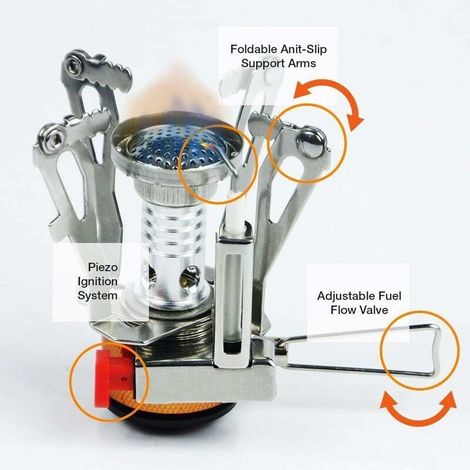 Réchaud de Camping,Réchaud Portable, Cuisinière À Gaz Camping Gaz avec Coffret De Rangement pour Camping Pique-Nique Cuisine De Plein Air (Orange) (1/4)
