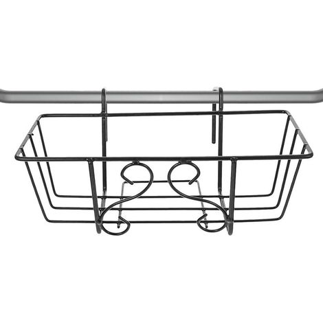 Support Suspendu pour Pots de Fleurs en Fer Noir, Cadre Carré 32 Cm, Étagère pour Plantes sur Rambarde de Balcon, Support Jardinière pour Décoration Balcon et Jardin Extérieur (1/5)