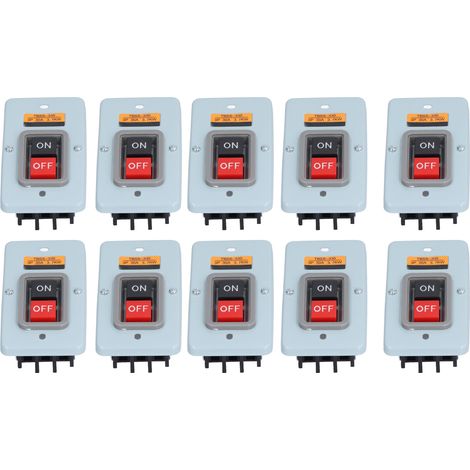 Boîtier de commande d'alimentation à interrupteur à bouton-poussoir, lot de 10, triphasé MARCHE/ARRÊT 380 V 30 A TBSS-330 (1/5)