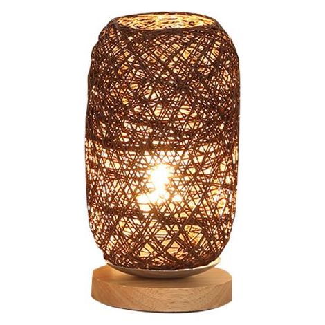 Lampe de chevet personnalisée et créative à LED dimmable, lampe de table en rotin et ficelle de bois, petite lampe de table en 1 (1/4)