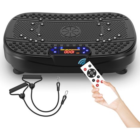 Fitness-Vibrationsplatte mit Widerstandsbändern, Geschwindigkeit 1–120, Schwarz OKMYHOME (1/5)