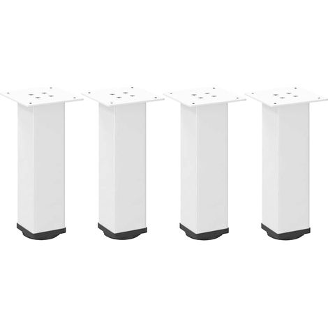 Lot de 4 pieds de table basse réglables 30-32 cm design moderne look contemporain en acier blanc