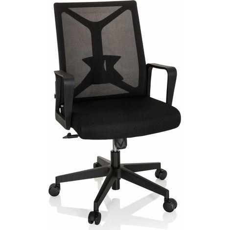 Chaise de bureau / Siège pivotant ENCO Tissu maille Noir Pliable hjh OFFICE