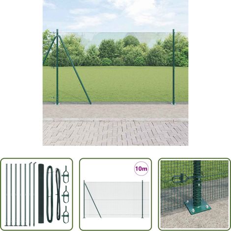 Poteau en acier - Poteau de clôture. Vert 10 x 1,6 m (maillage de 12 x 12 mm) (1/5)