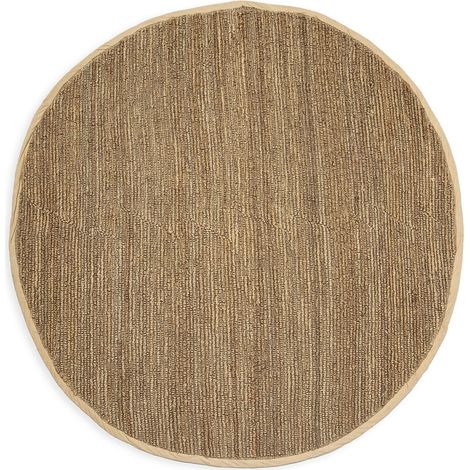 Tapis rond en jute et coton naturel ambiance chaleureuse - Naturel jute marron beige (1/2)