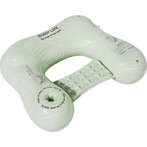 Chaise Longue Flottante Piscine avec Porte-Gobelet – Bouée Gonflable Extérieur Confortable pour Détente Été, Matelas Aquatique Résistant 90x101 cm Vert Lait
