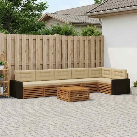 vidaXL Outdoor-Sofagarnitur 7 pcs Natur und Beige 79 x 79 x 37 cm (1/5)